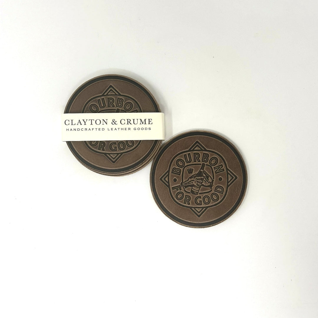 Bourbon For Good Leather Coasters (Set of 4)