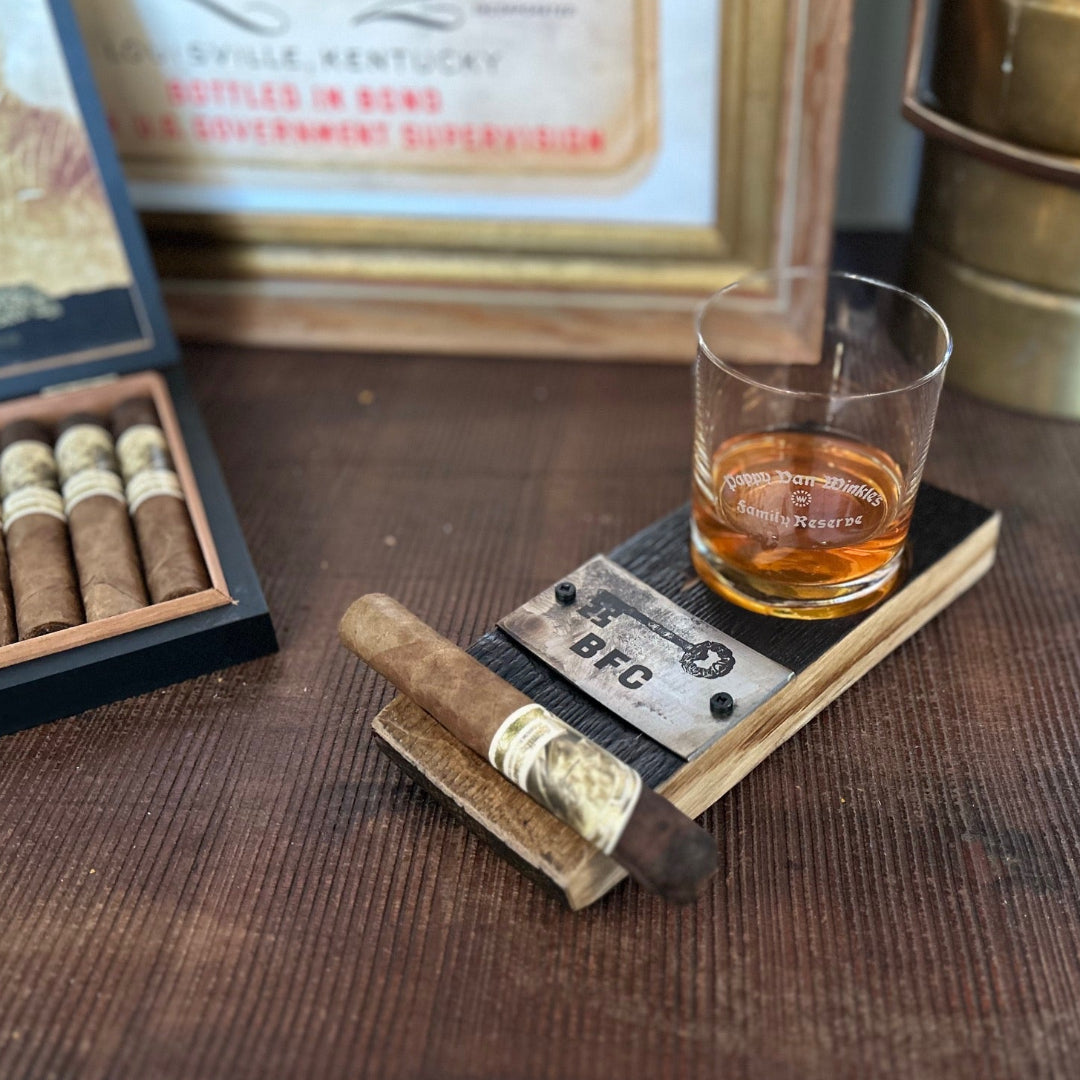 Barrel Stave Cocktail & Cigar Rest with Custom Engraving