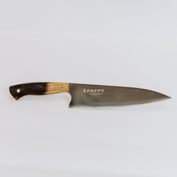 Silver Hand-Forged Oak Burl French Chef's Knife by Bodman Blades