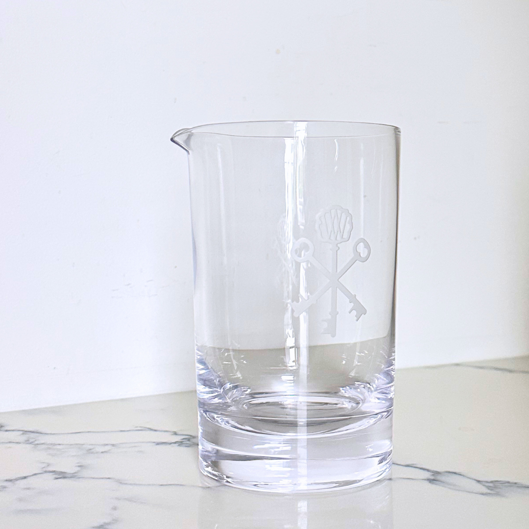 Key-Etched Crystal Cocktail Mixing Glass
