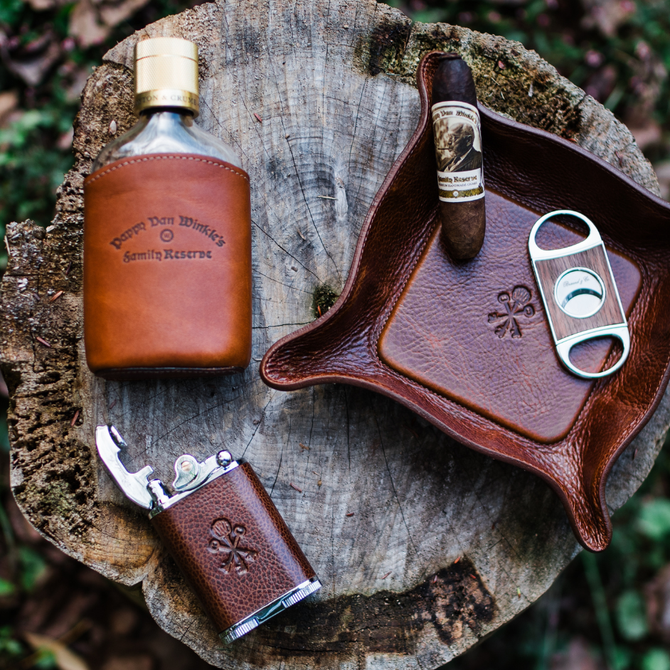 Family Reserve Leather Wrapped Glass Flask