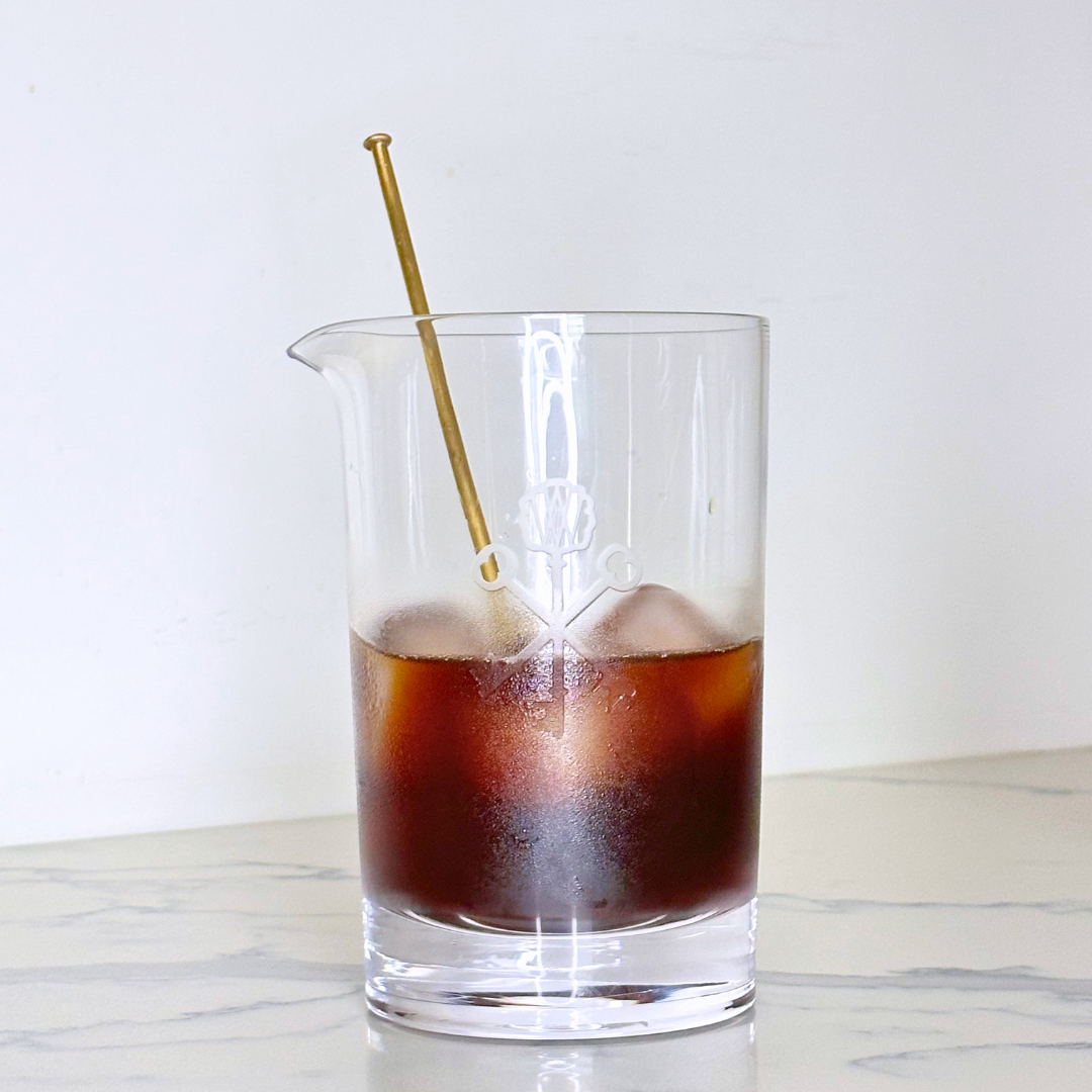 Key-Etched Crystal Cocktail Mixing Glass