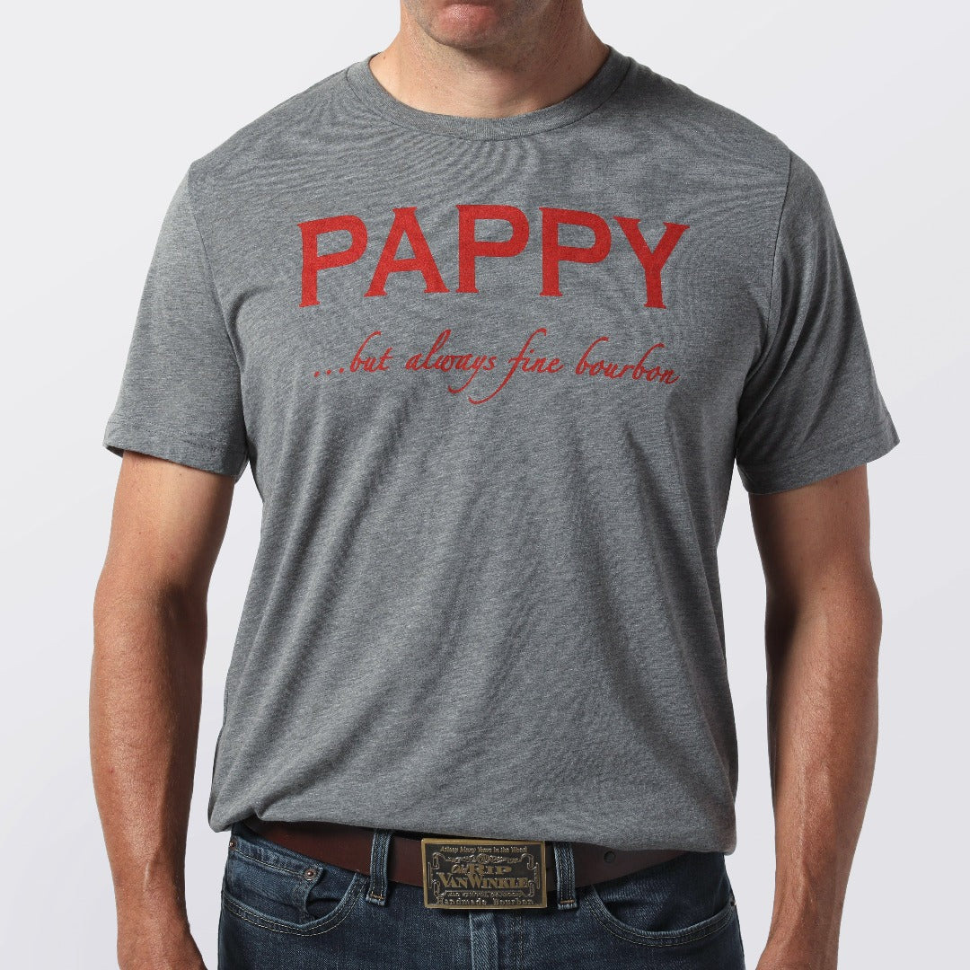 Men's T-shirt Pappy But Always Fine Bourbon in Heather Grey - Case of 6