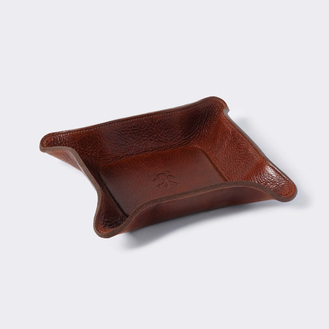 Custom Leather Valet Tray in Antique Saddle