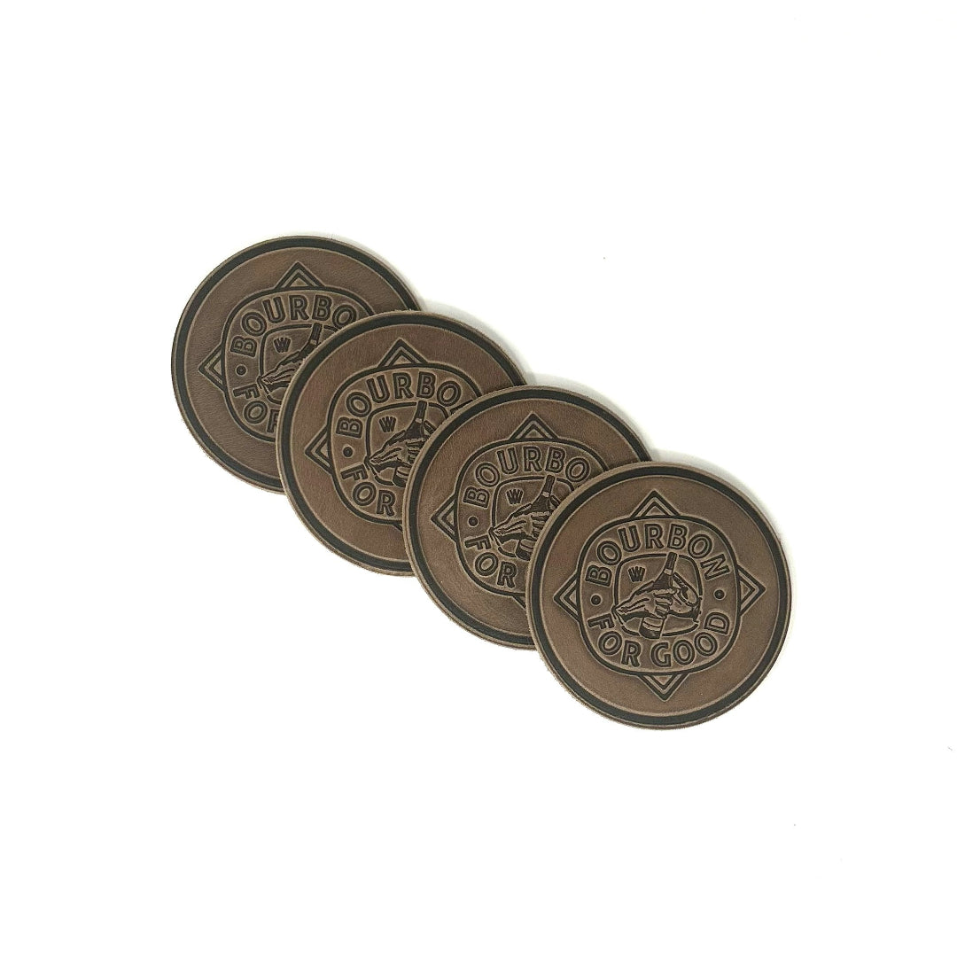 Bourbon For Good Leather Coasters (Set of 4)