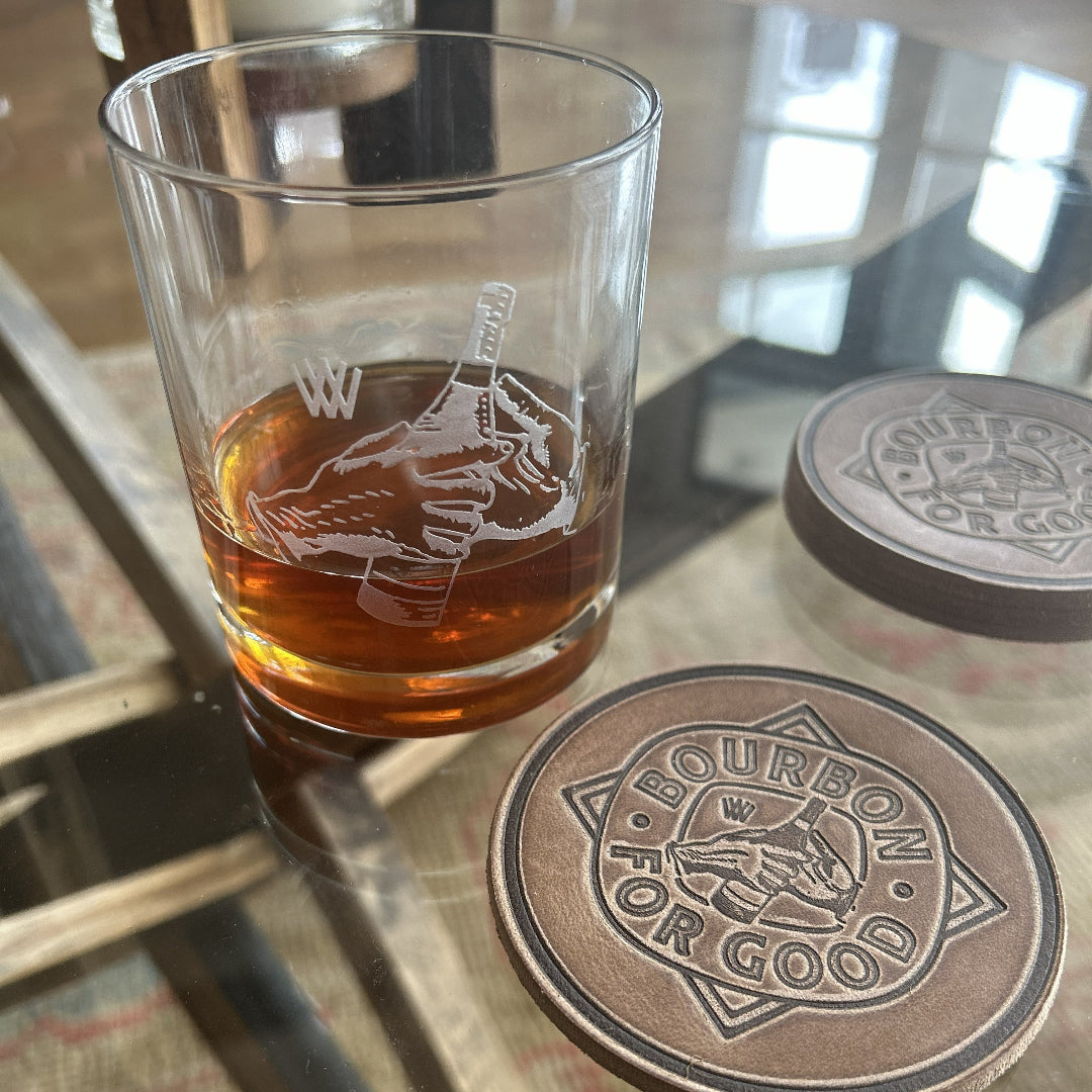 Bourbon For Good Leather Coasters (Set of 4)