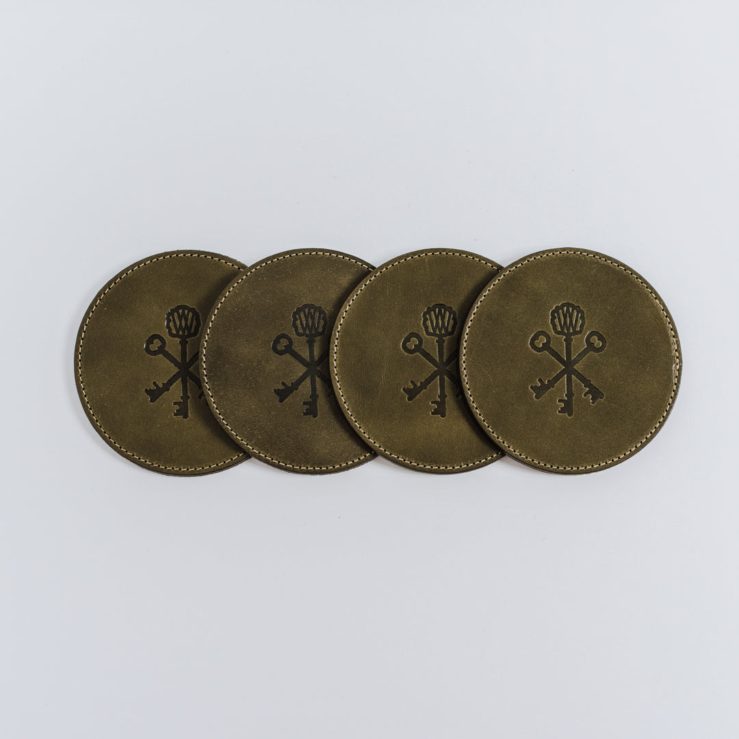 Olive Leather Keys Coaster | Pappy & Company