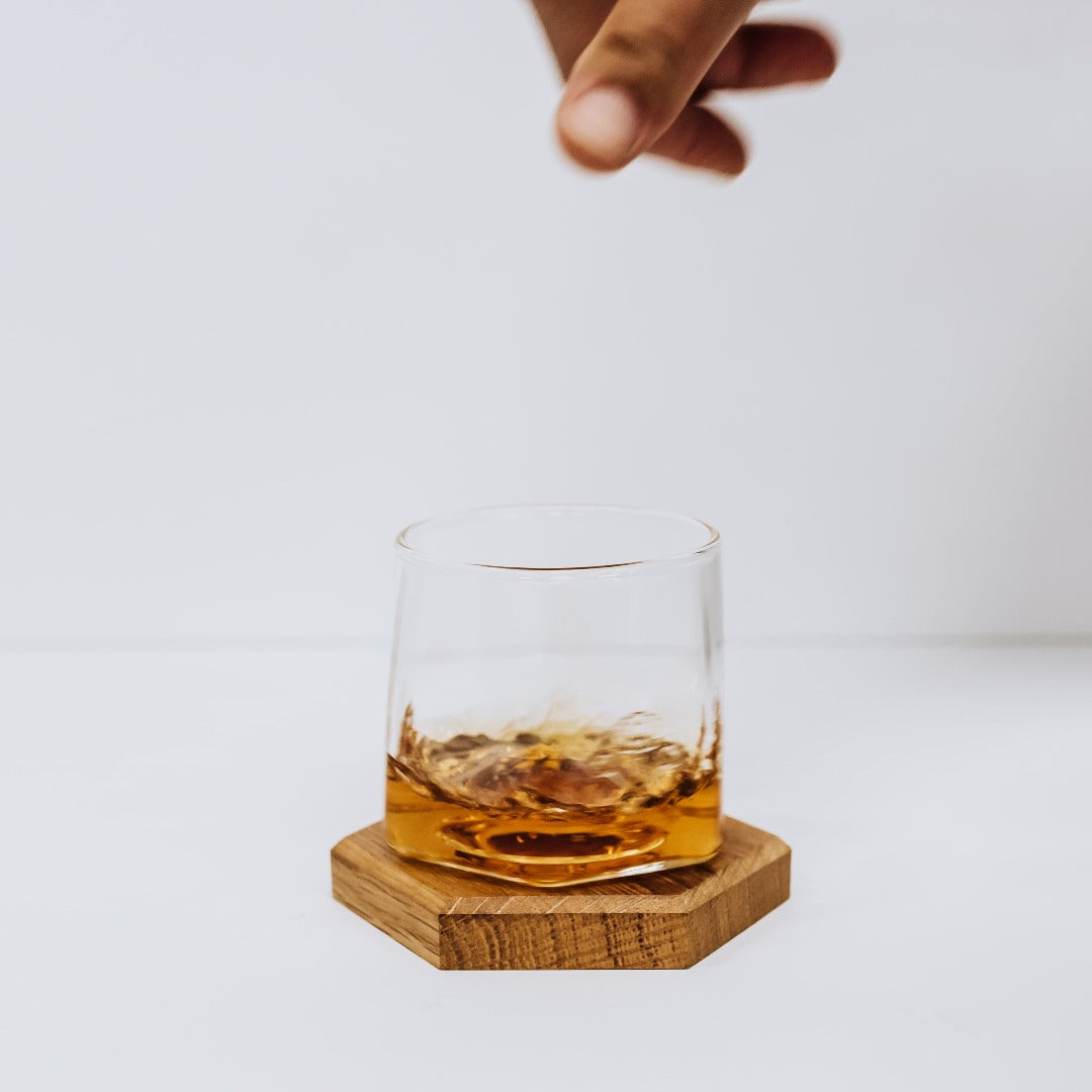 Pappy &amp; Company Spinning Glass Set with Barrel Stave Coasters