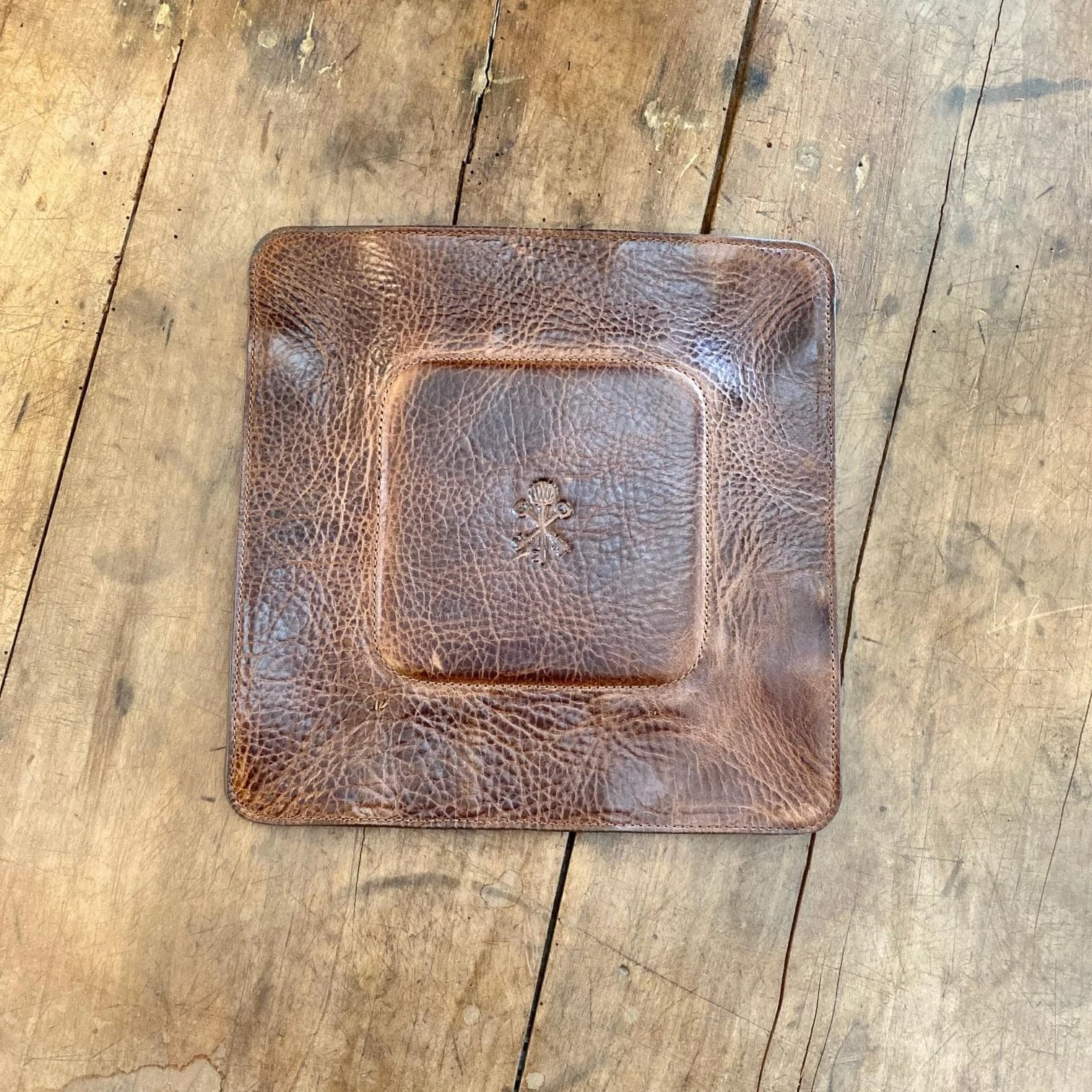 Custom Leather Valet Tray in Antique Saddle