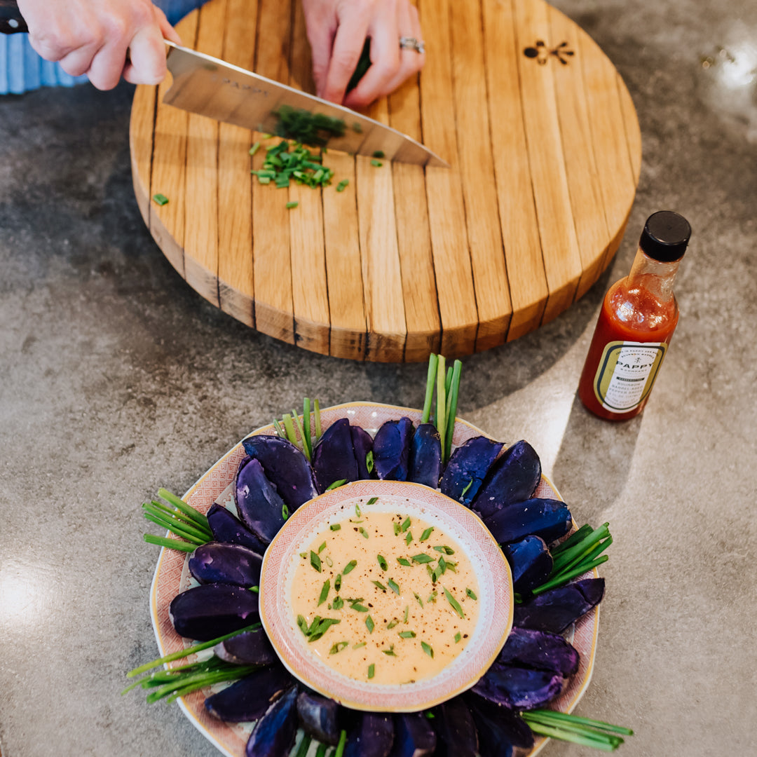 Bourbon Barrel Stave Cutting Board: Round