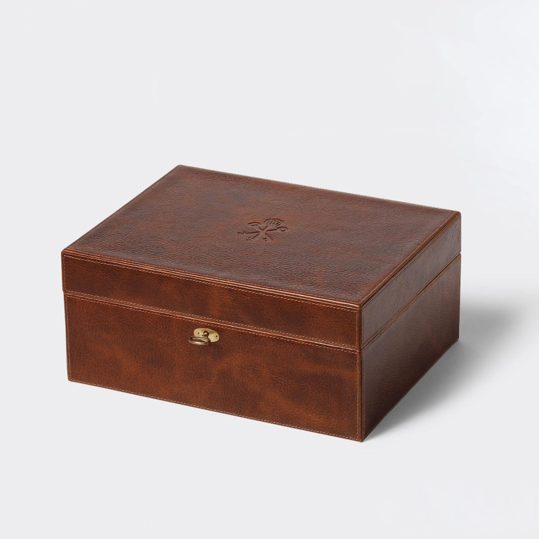 Custom Cigar Humidor in Antique Saddle Leather - 30/40 Count