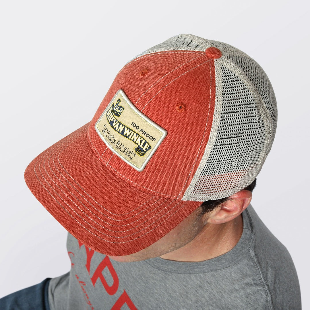 Vintage Bourbon Label Trucker Hat in Orange