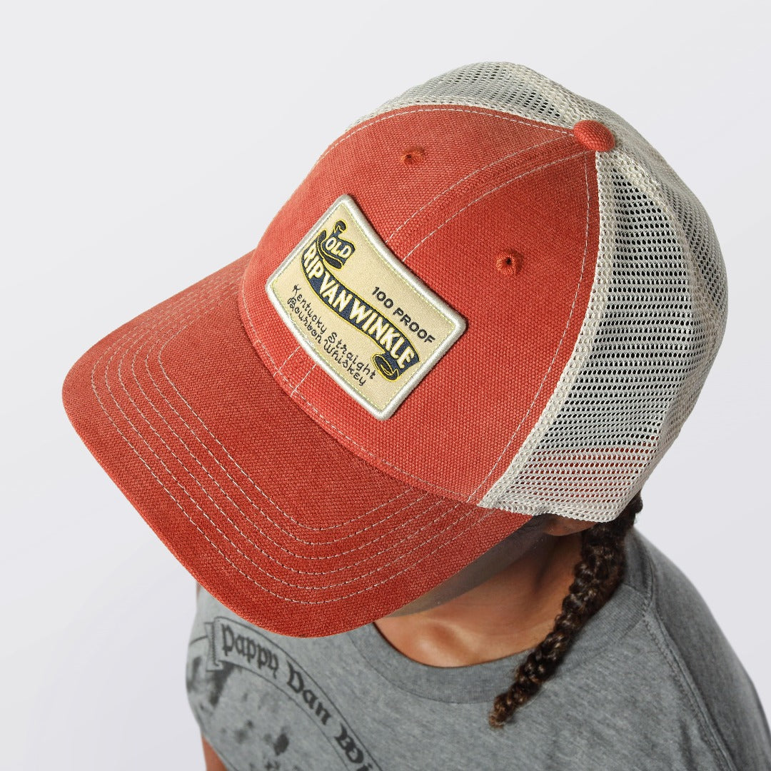 Vintage Bourbon Label Trucker Hat - Orange | Pappy & Company