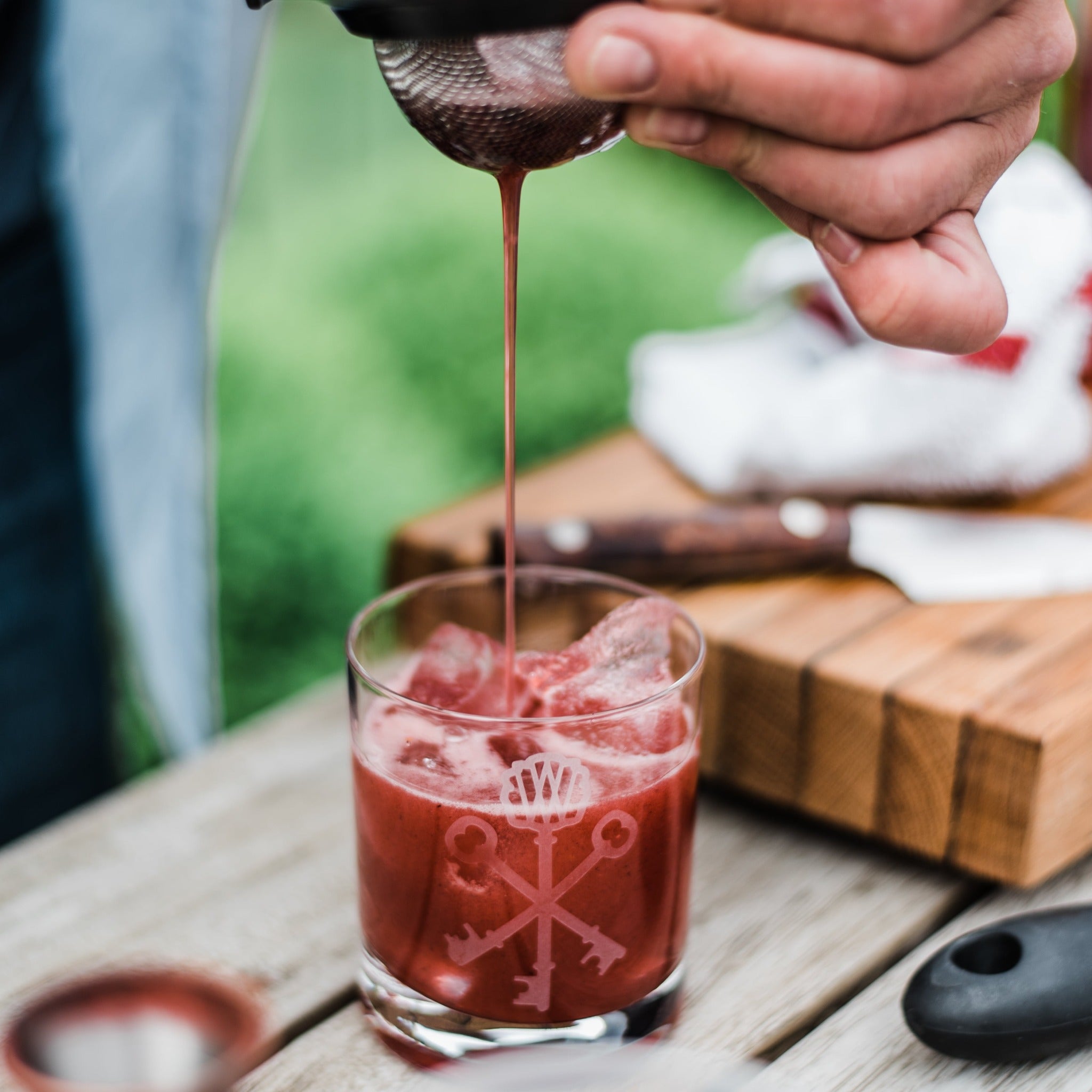 Key-etched Crystal Old Fashioned Glasses (Set of 2)