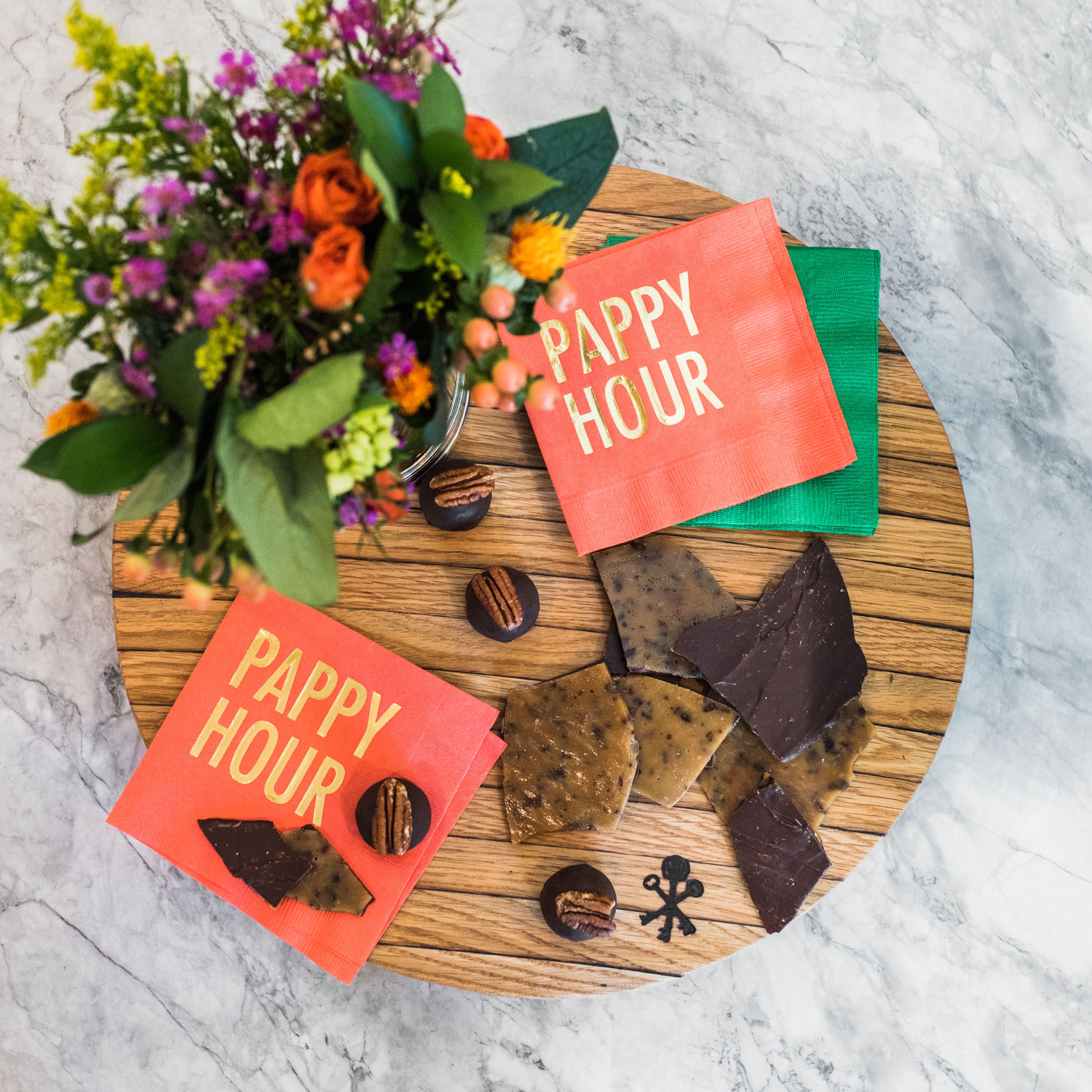 Bourbon Barrel Stave Cutting Board: Round